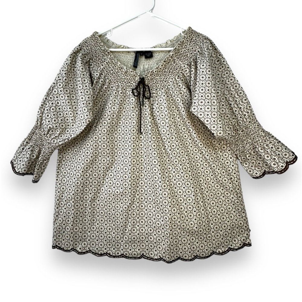 Cowgirls Cotton Women Top 
Prairie Women Top Smocked Blouse XL  Milkmaid Top